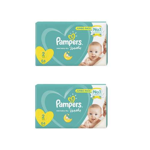 پوشک بچه پمپرز مدل baby dry سایز 2 دو بسته 64 عددی