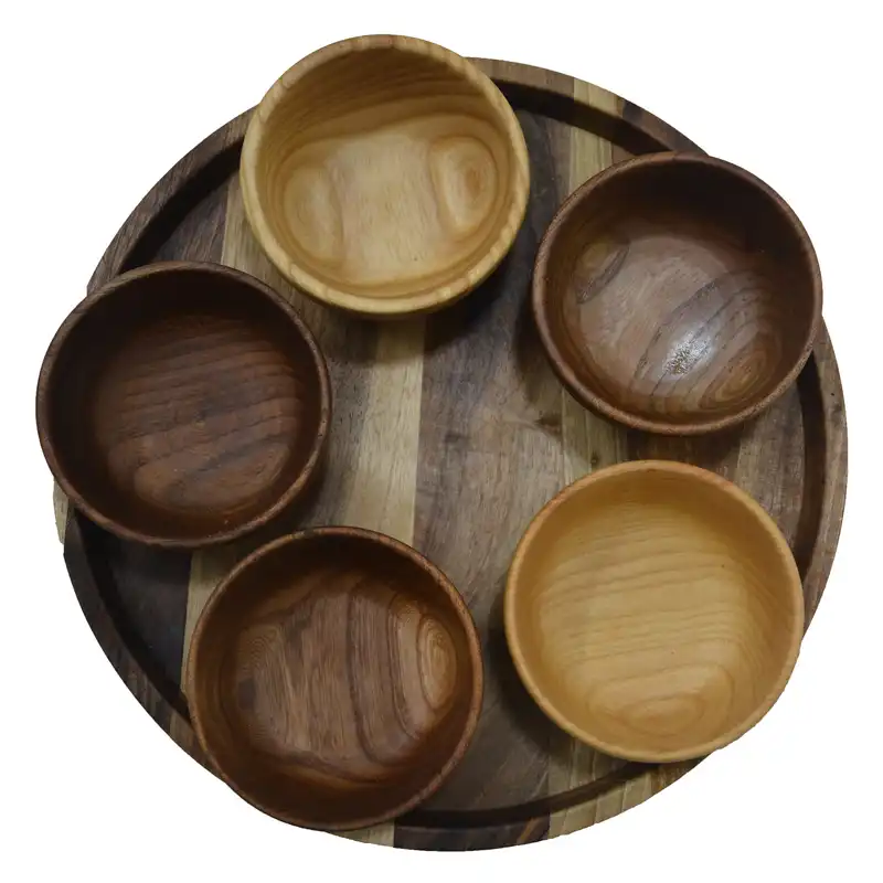 ست ۶ تکه کاسه و بشقاب چوبی مدل S30K5