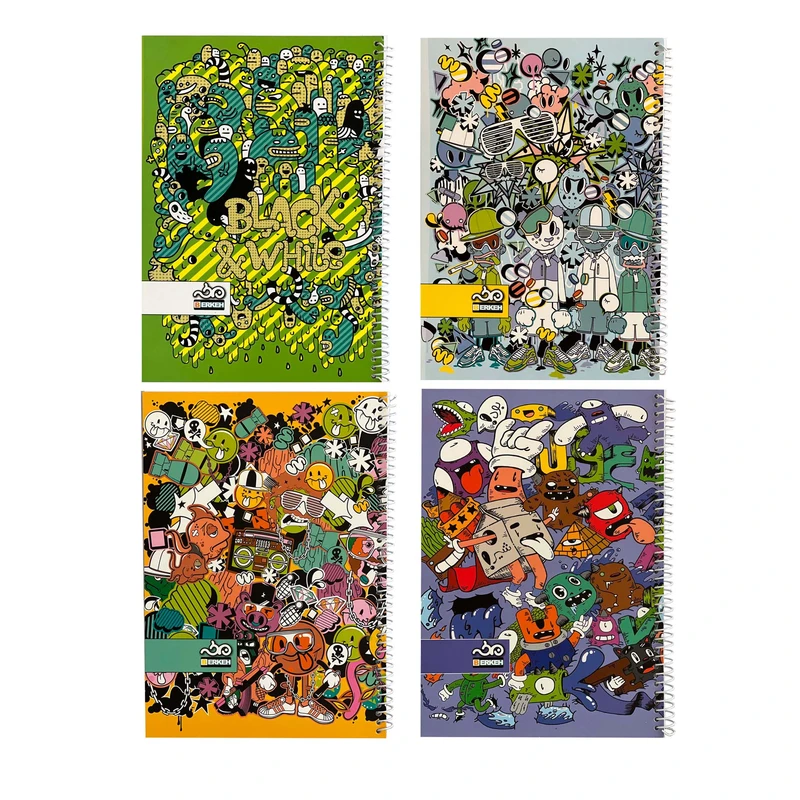 دفتر مشق 100 برگ برکه مدل فنری کد 3100 بسته 4 جلدی