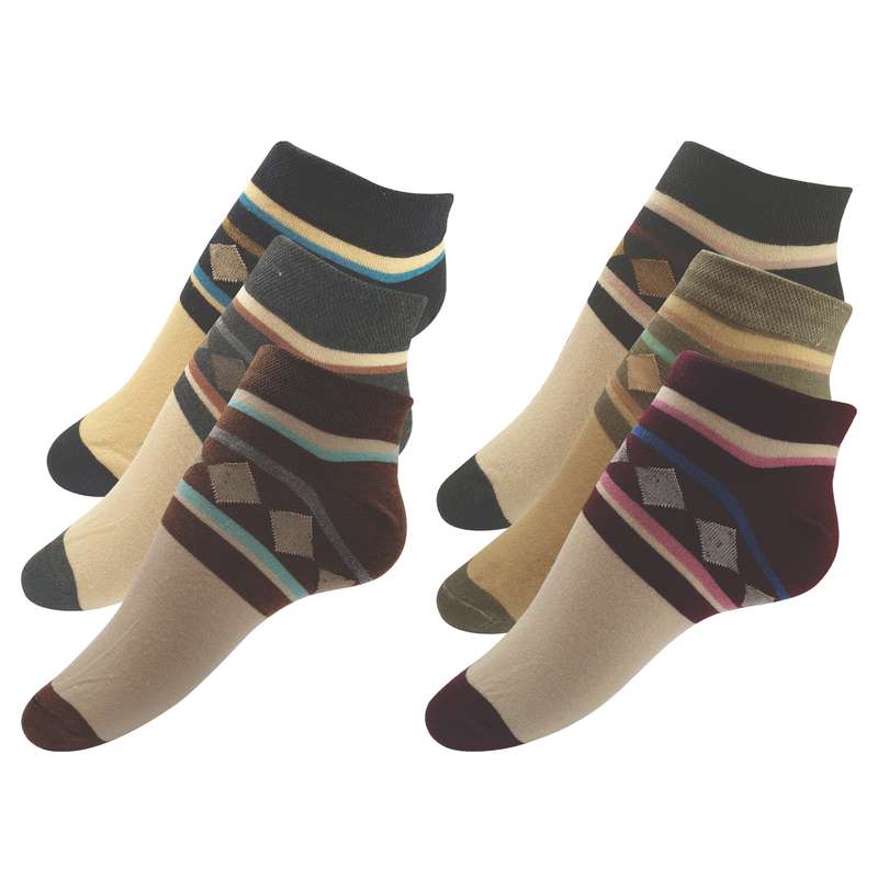 جوراب دخترانه کارن پوش مدل لوزی 300 بسته 6 عددی