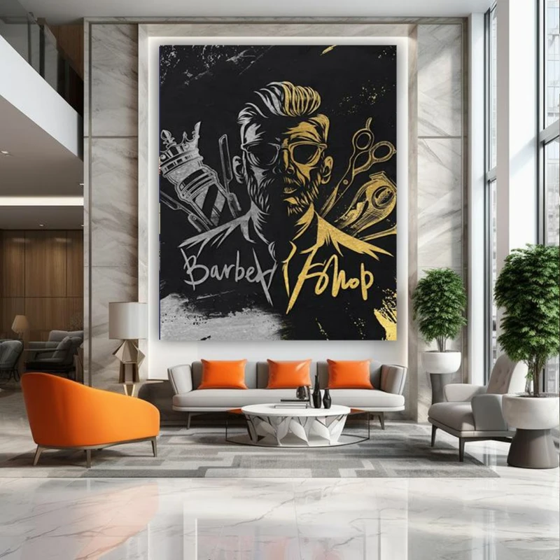 پوستر طرح نقاشی barber shop مدل شیک کد BK24885