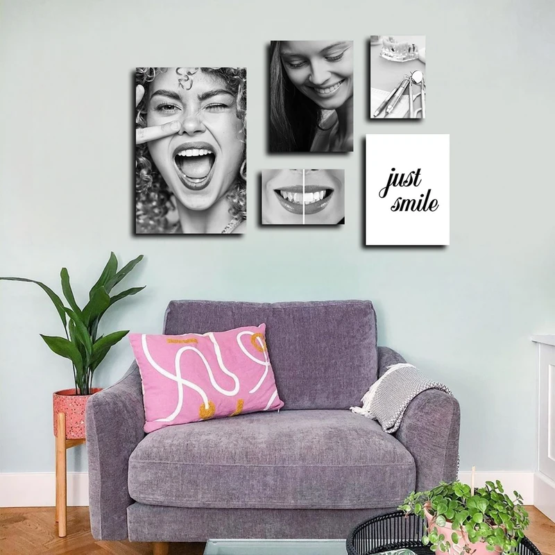 تابلو شاسی بکلیت طرح لبخند و دندانپزشکی مدل SH-1580 مجموعه 5 عددی