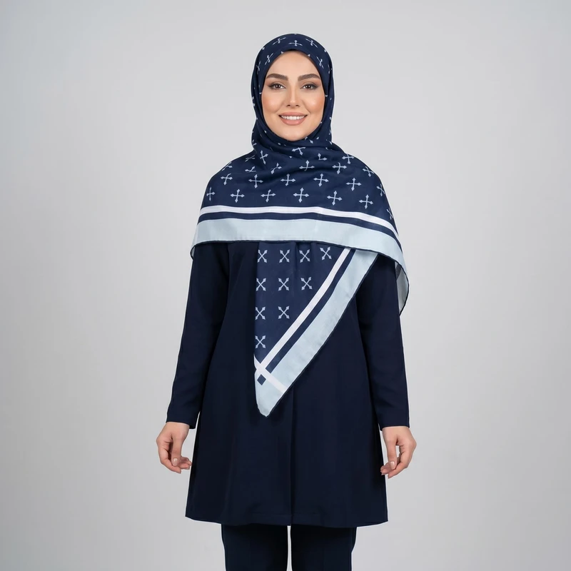 روسری زنانه مدل نخی جدید دور دست دوز قواره 110 کد ana-7095