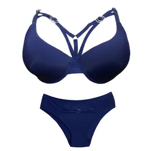 ست شورت و سوتین زنانه نیروال مدل اسفنجی فنردار رنگ سرمه ای