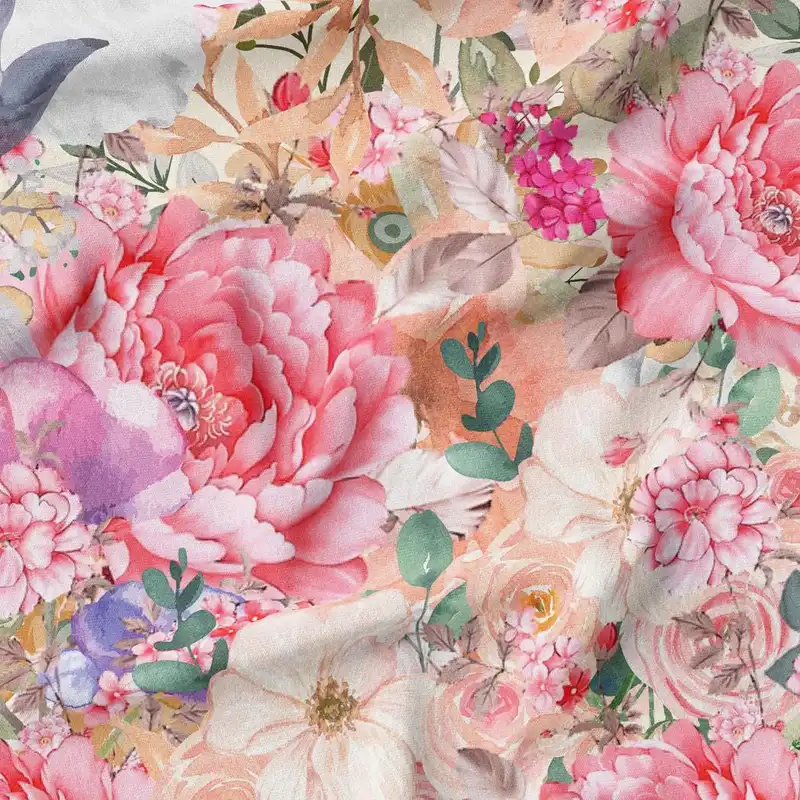 پارچه ملحفه پارچه باما مدل مخمل طرح گل آبرنگی کد 5011849