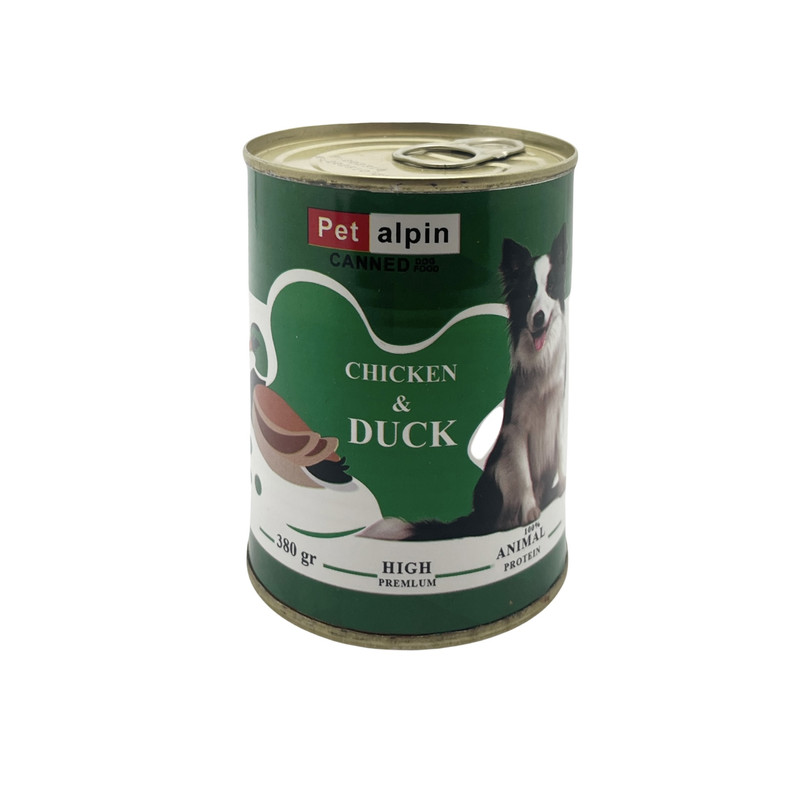 کنسرو غذای سگ پتالپین مدل گوشت مرغ و گوشت اردک وزن ۴۰۰ گرم