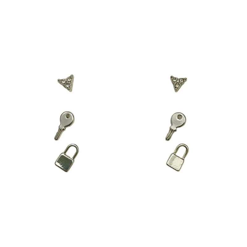 گوشواره دخترانه مدل قفل وکلید مجموعه 3عددی