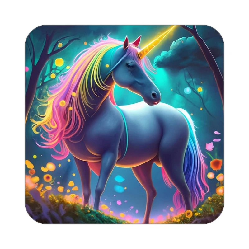 زیر لیوانی کاکتی طرح اسب تک شاخ و یونیکورن مدل mp33377