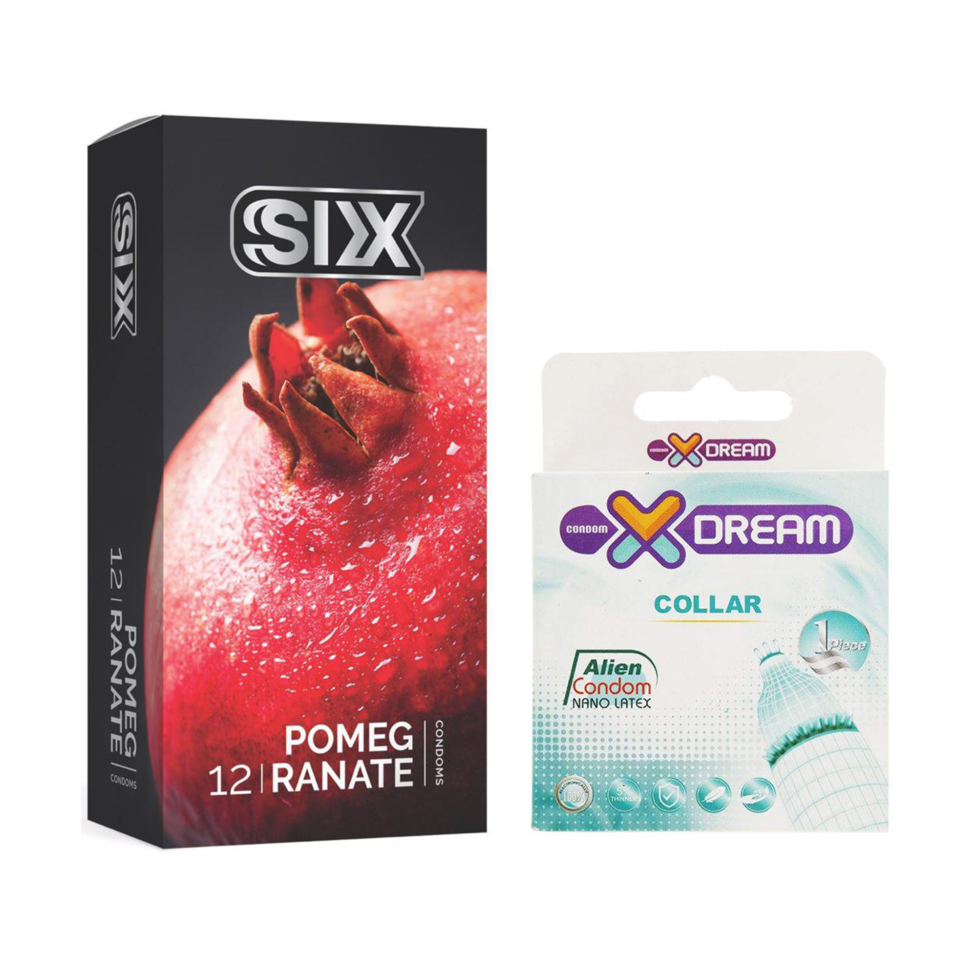 کاندوم سیکس مدل Pomegranate بسته 12 عددی به همراه کاندوم ایکس دریم مدل Collar