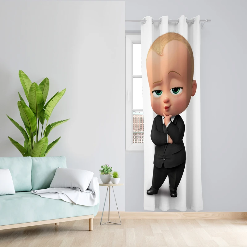 پرده طرح بچه رئیس مدل مخمل پانچی کد L 920 Z سایز 140x200 سانتی متر