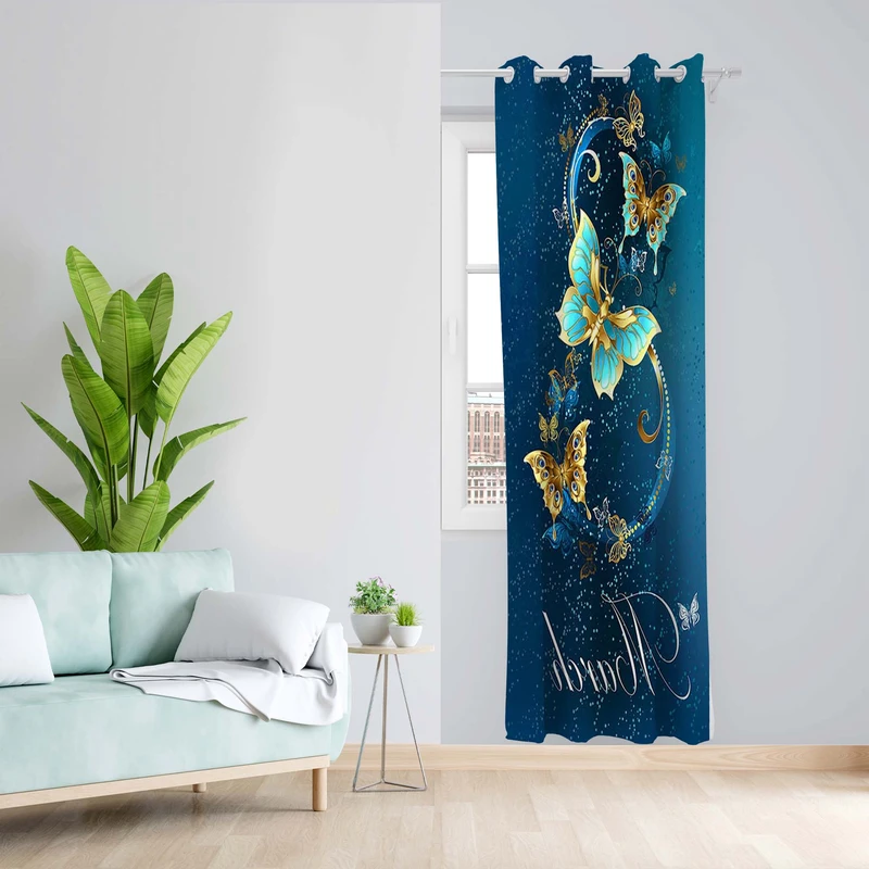 پرده طرح پروانه مدل مخمل پانچی کد 5070R z سایز 140x200 سانتی متر