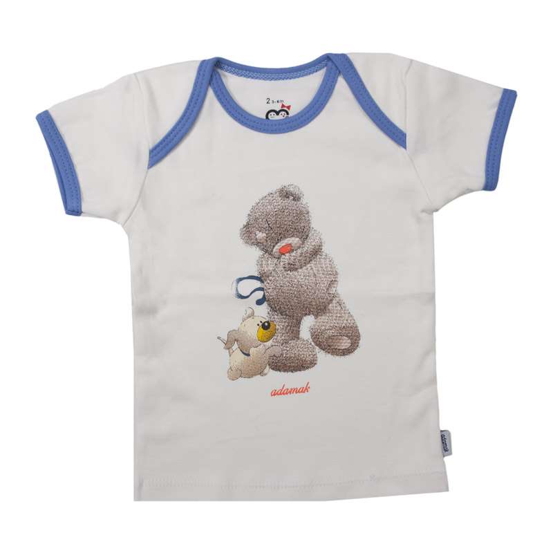  تی شرت نوزادی پسرانه آدمک طرح خرس پشمالو کد 02