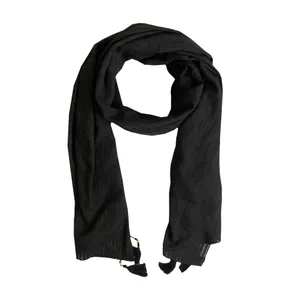 شال زنانه مدل نخ کتان راه راه منگوله دار 00562