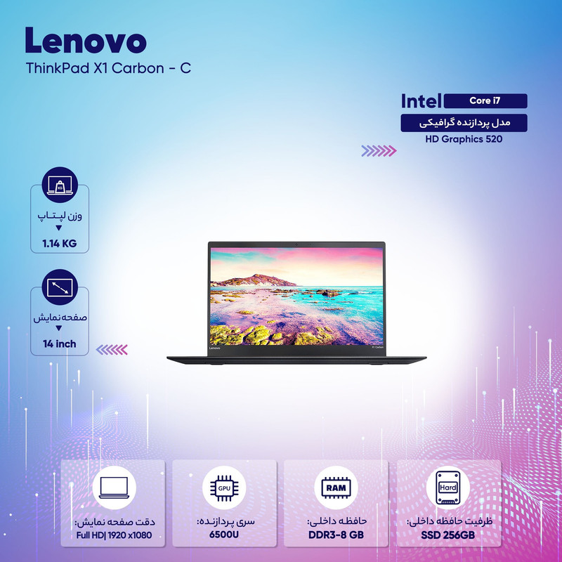 لپ تاپ 14 اینچی لنوو مدل ThinkPad X1 Carbon - C