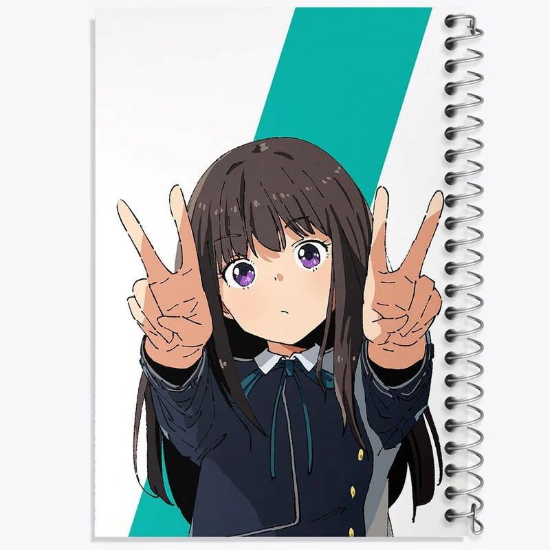 دفتر نقاشی 50 برگ خندالو مدل تاکینا انیمه لیکوریس ریکویل Lycoris Recoil کد 22980