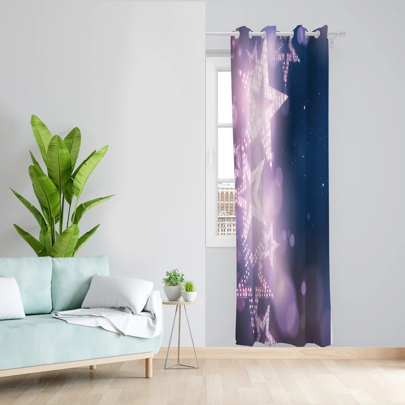 پرده طرح ستاره مدل مخمل پانچی کد 2476 z سایز 140x200 سانتی متر