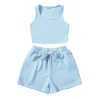 ست کراپ تاپ و شلوارک زنانه آرمادیا مدل کبریتی یقه اسکوپی کد BL16