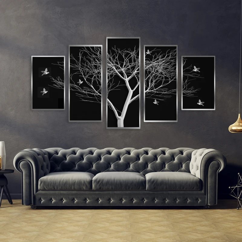 تابلو آتریسا مدل طرح تک درخت مدل AT257 مجموعه 5 عددی