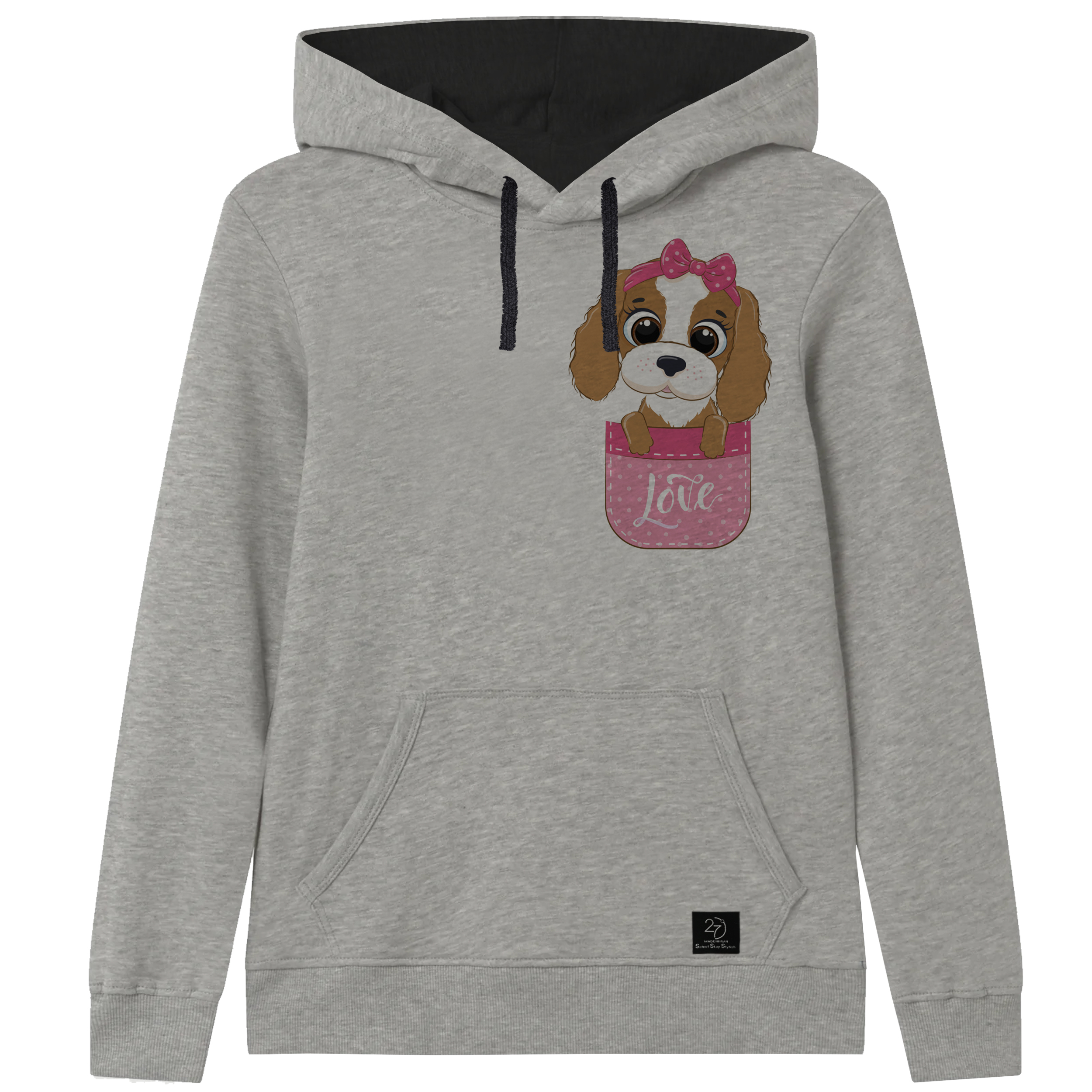 هودی دخترانه 27 مدل DOG کد J24 رنگ طوسی
