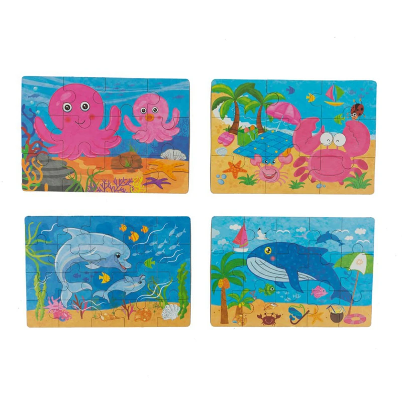 پازل 56 تکه مدل حیوانات دریایی مجموعه چهار عددی