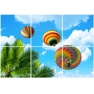 تایل سقفی آسمان مجازی طرح آسمان بالن و نخل  کد ST 5020-6 سایز 60x60 سانتی متر مجموعه 6 عددی