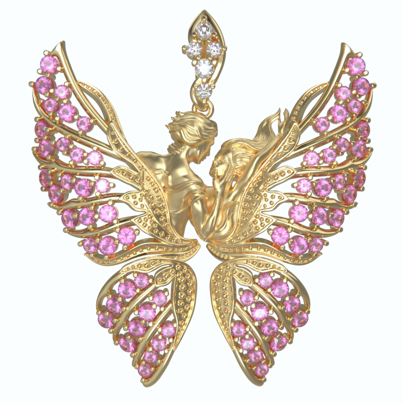 آویز گردنبند طلا 18 عیار زنانه مدل پروانه کد N02