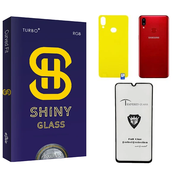 محافظ صفحه نمایش شیشه ای آتوچبو مدل Shiny  MTB مناسب برای گوشی موبایل سامسونگ GALAXY A10s  به همراه محافظ پشت گوشی