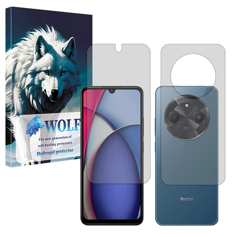 محافظ صفحه نمایش شفاف ولف مدل Tough مناسب برای گوشی موبایل شیائومی  Redmi A3 Pro به همراه محافظ پشت گوشی 