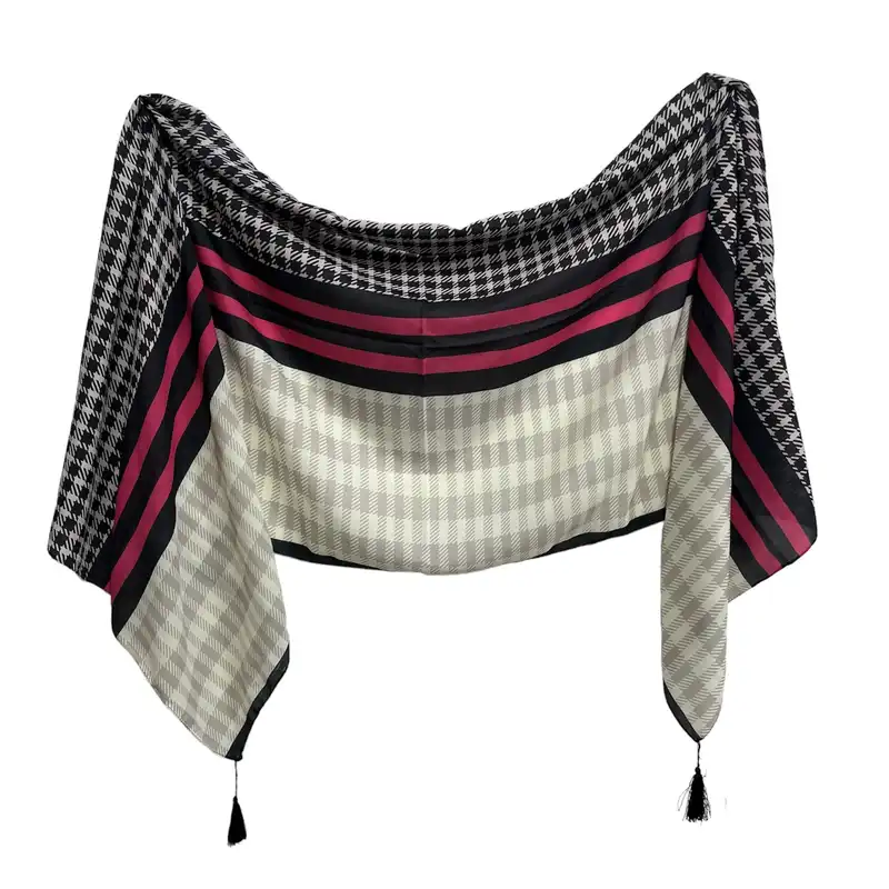 شال زنانه مدل چهارخانه دوطیفی قواره بزرگ