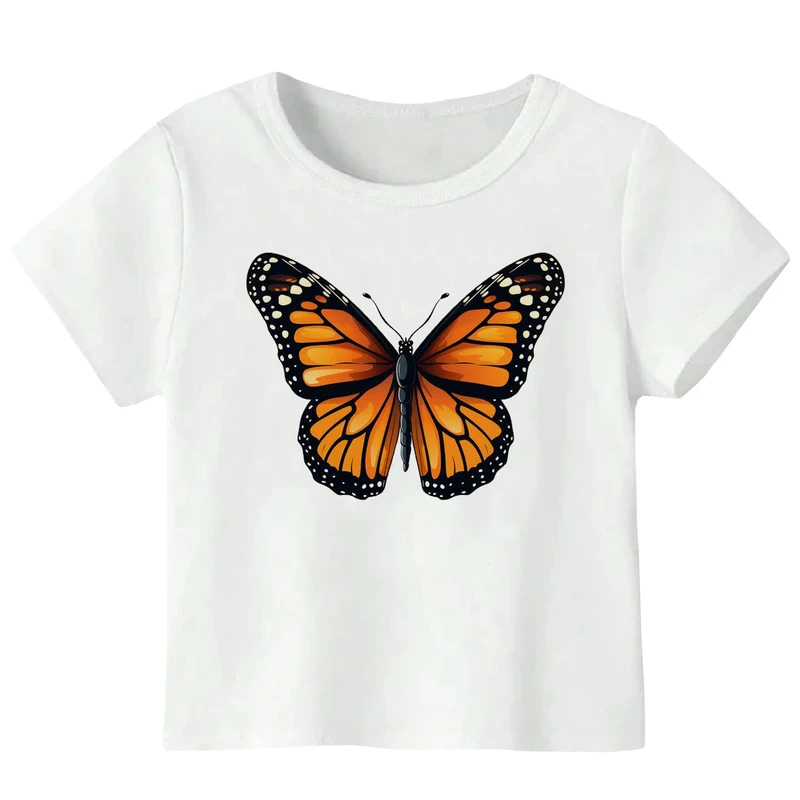 تی‌شرت آستین کوتاه دخترانه مدل W170 طرح پروانه