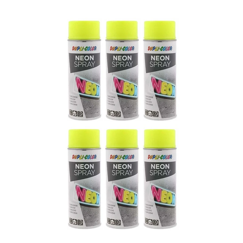 اسپری رنگ نئون زرد لیمویی دوپلی کالر مدل neon حجم 150 میلی لیتر مجموعه 6 عددی 