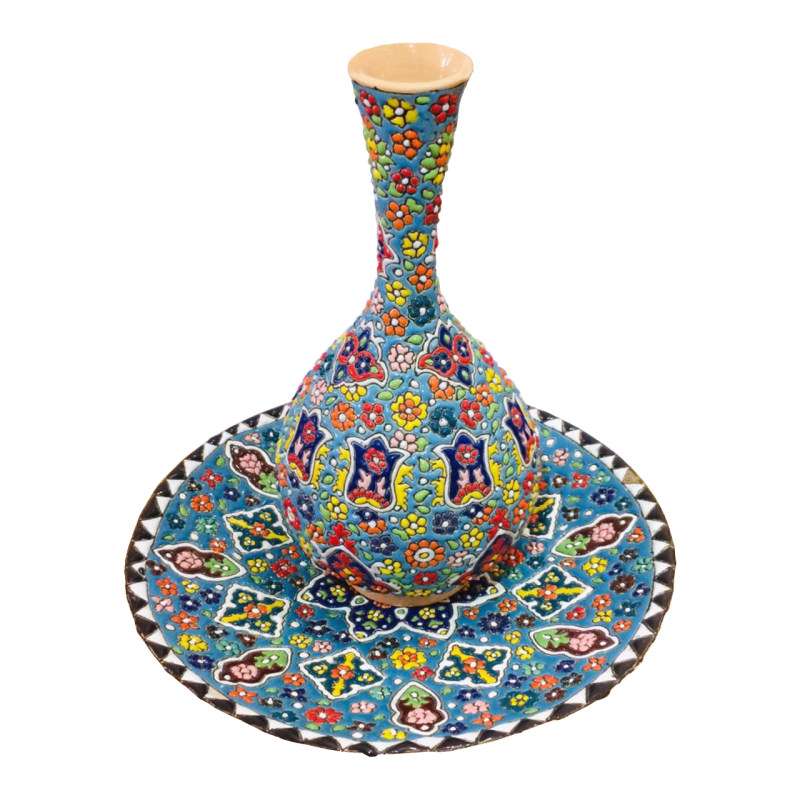 ست گلدان و بشقاب میناکاری کد 25