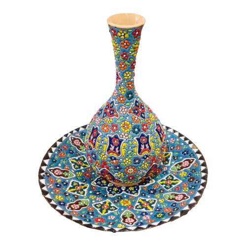 ست گلدان و بشقاب میناکاری کد 2