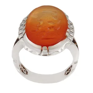 انگشتر نقره مردانه بازرگانی میلادی مدل سنگ عقیق یمنی کهنه خطاطی رکاب دست ساز کد AM_1722