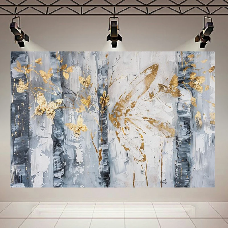 تابلو بوم طرح مخمل انتزاعی مدل بافت طلایی کدAR305285