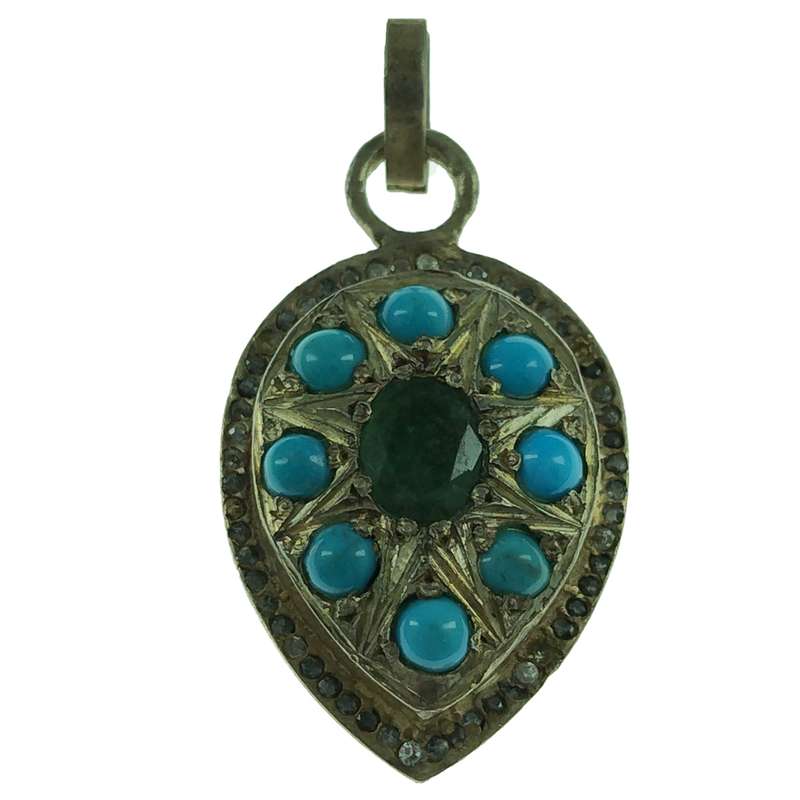 آویز گردنبند نقره زنانه سلین کالا مدل فیروزه کد 109