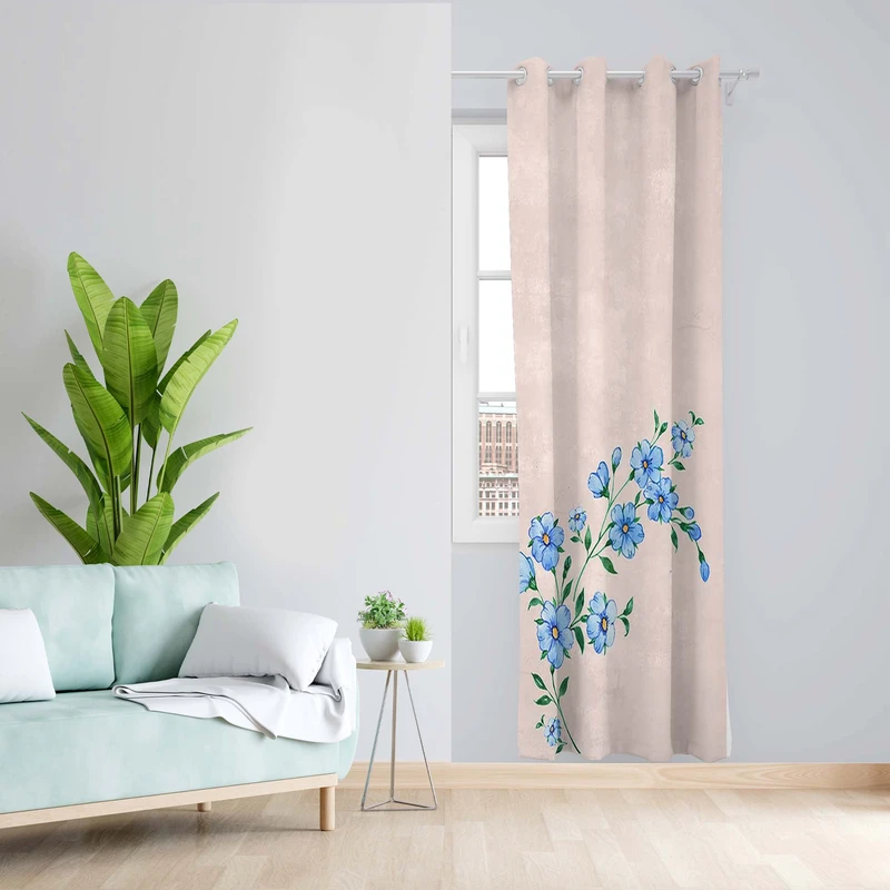 پرده طرح گل مدل مخمل پانچی کد 5426R z سایز 140x200 سانتی متر