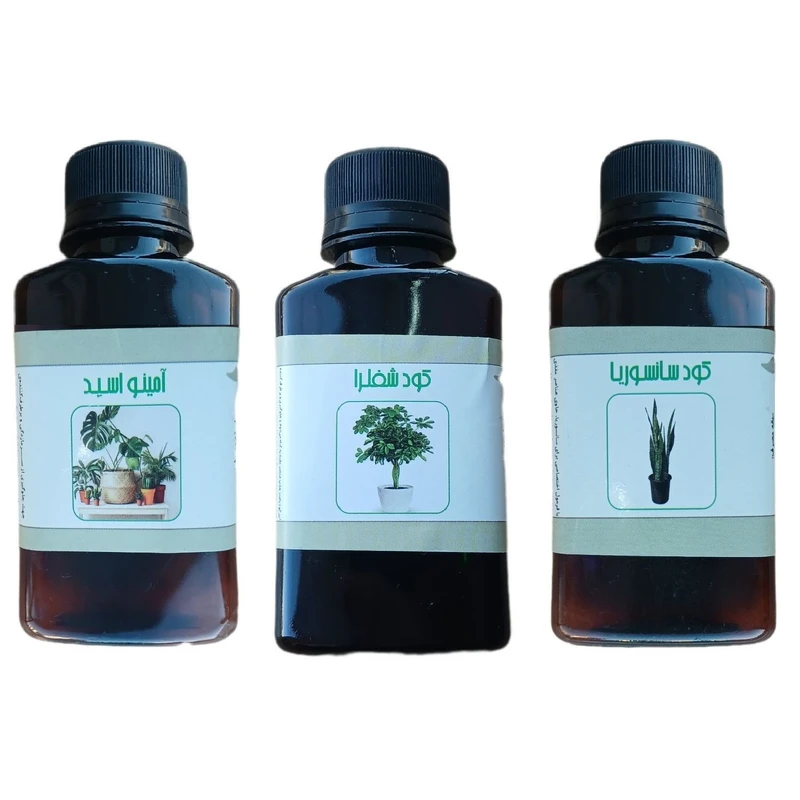 کود مایع امینو اسید و سانسوریا و کود شفلرا مدل life drop حجم 110 میلی لیتر بسته 3 عددی