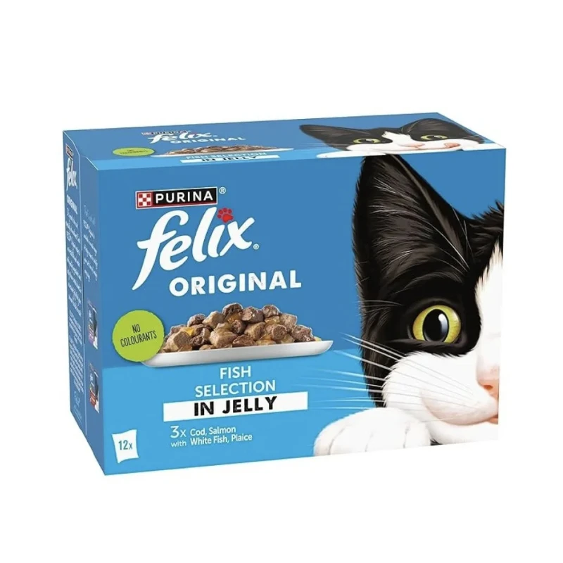 پوچ گربه بالغ فلیکس مدل Fish Selection in Jelly طعم ماهی بسته 12 عددی
