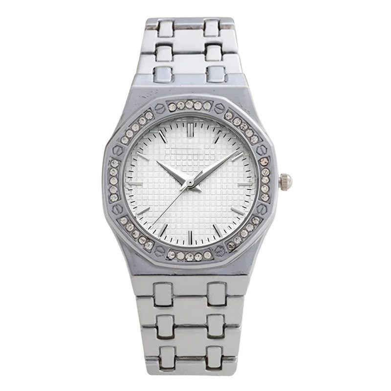 ساعت مچی عقربه‌ای کوارتز زنانه مدل کلاسیک دور نگین کد 01