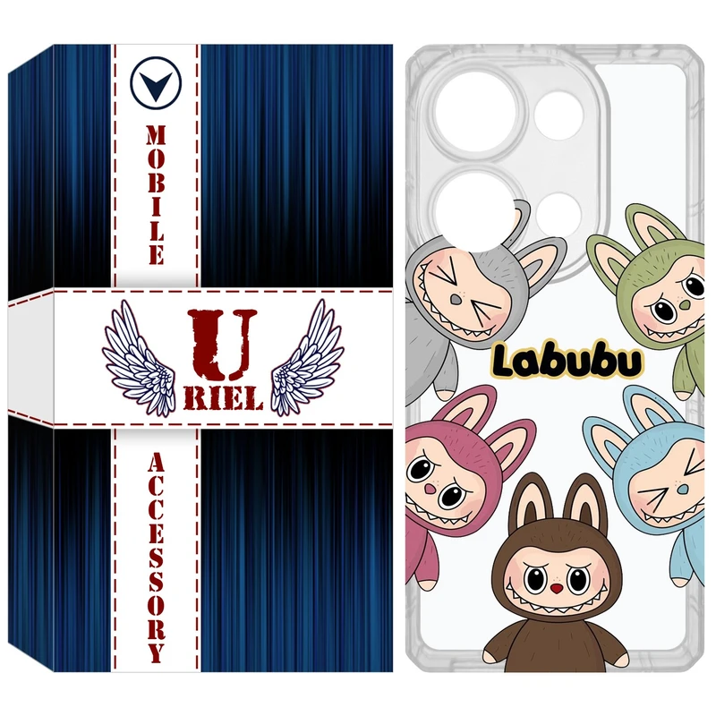 کاور یوریل مدل Clear کد 102 طرح لبوبو Labubu مناسب برای گوشی موبایل شیائومی Redmi Note 14S / Note 13 Pro 4G / Poco M6 Pro 4G