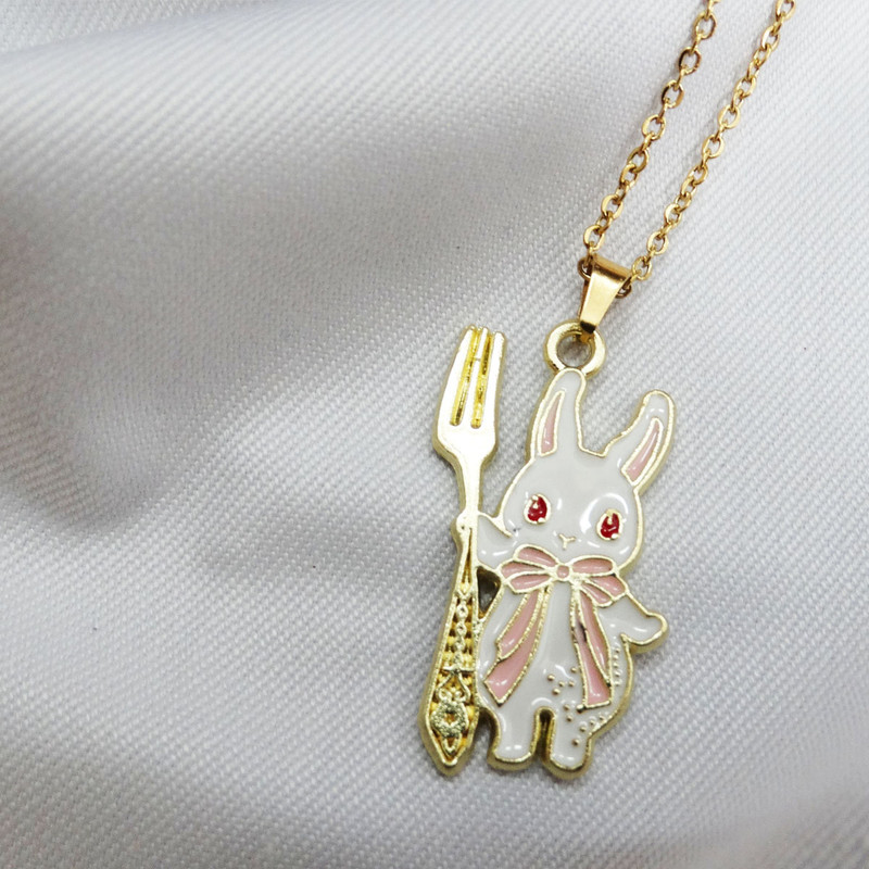 گردنبند دخترانه مدل خرگوش بازیگوش و چنگال کد GZ-Beh-15