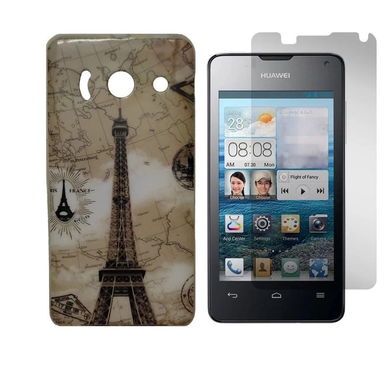 کاور طرح برج ایفل کد 01 مناسب برای گوشی موبایل هوآوی Ascend Y300 به همراه محافظ صفحه نمایش