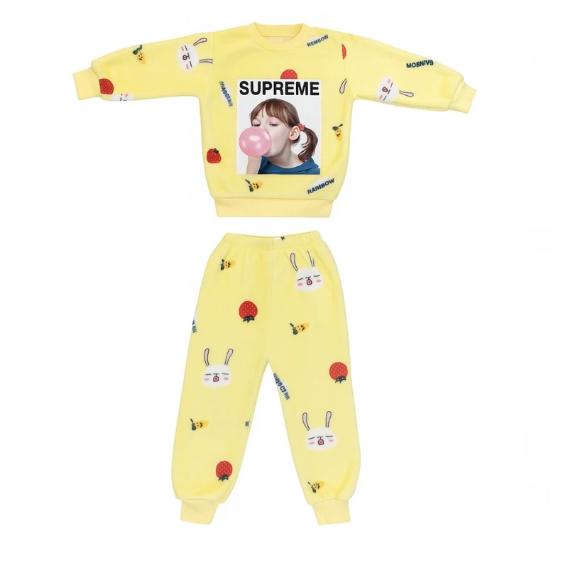 ست سویشرت آستین بلند و شلوار راحتی دخترانه مدل تدی