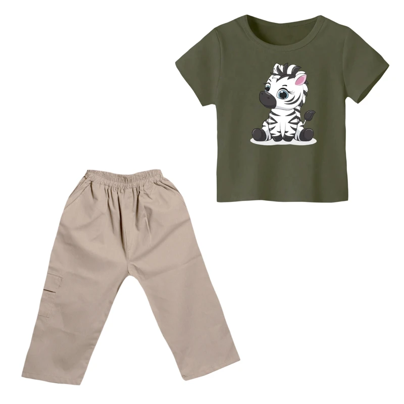 ست تی شرت و شلوارک پسرانه مدل گورخر کد 4