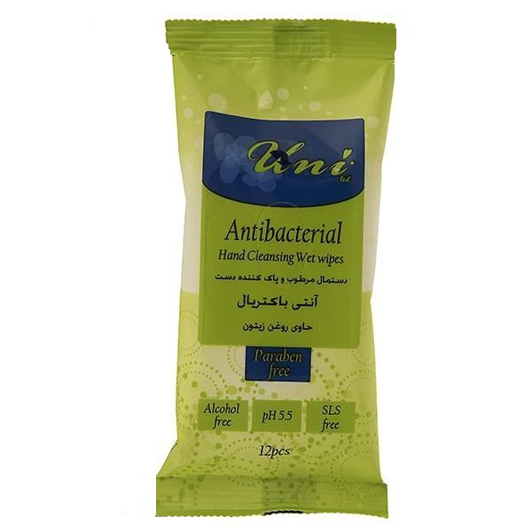 دستمال مرطوب یونی لد مدل آنتی باکتریال بسته 12 عددی