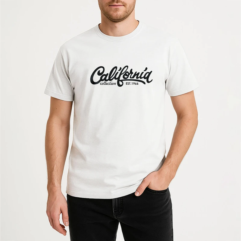 تی شرت آستین کوتاه مردانه مدل California _N1_1022 رنگ سفید
