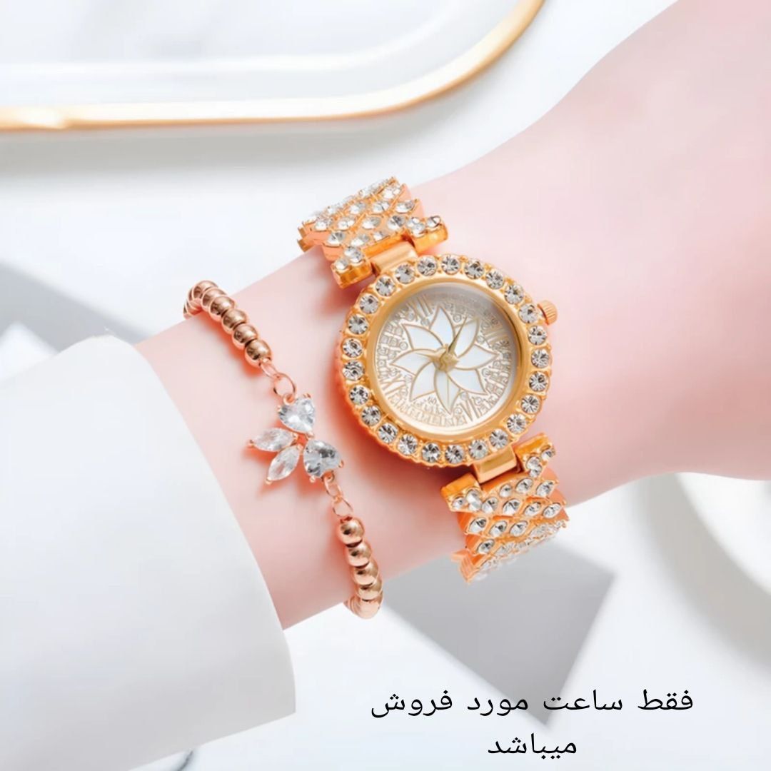 ساعت مچی عقربه ای زنانه مدل فول نگین RR - - 5