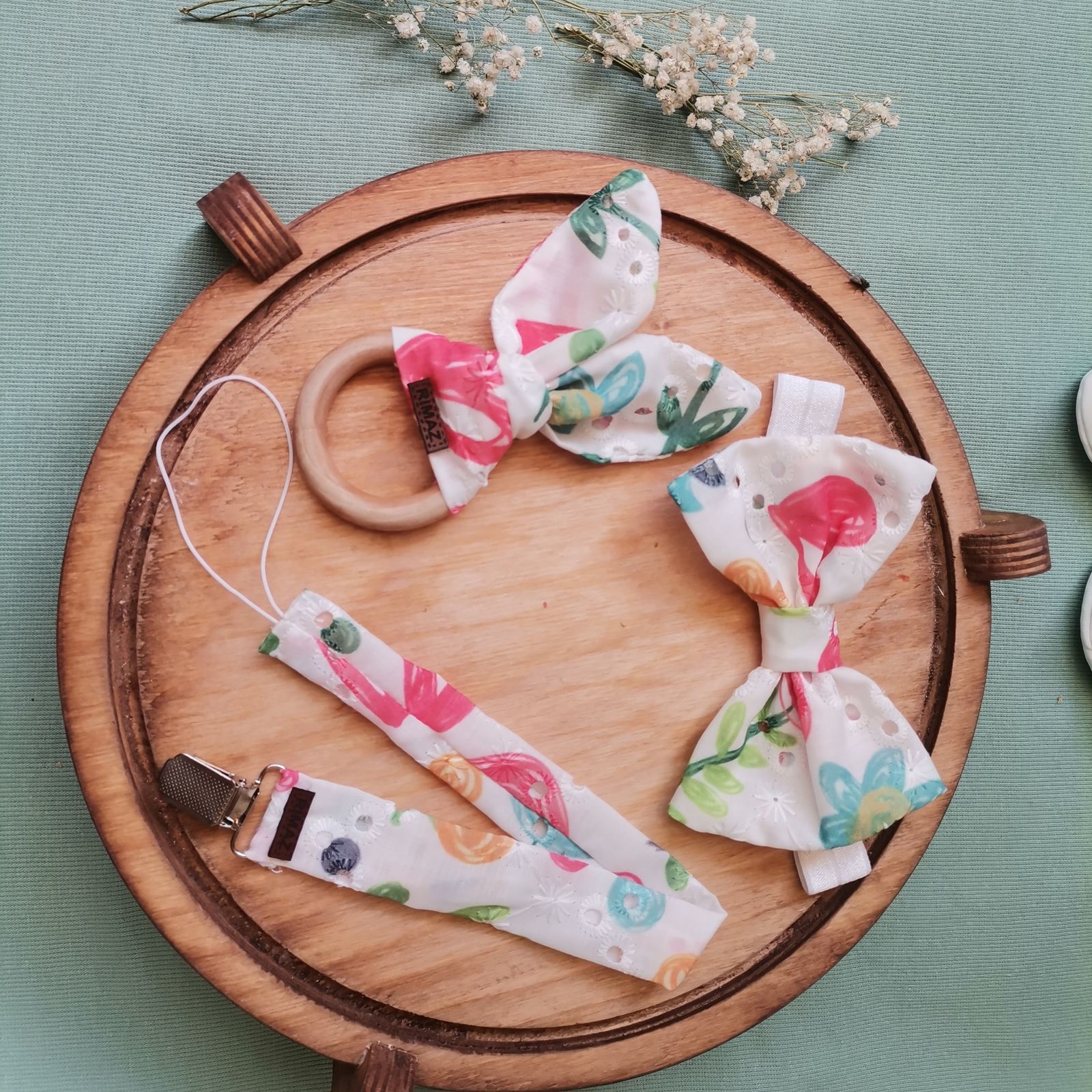 ست هدبند ریماز مدل بهار کد m2402 به همراه بند پستانک و دندانگیر - - 2