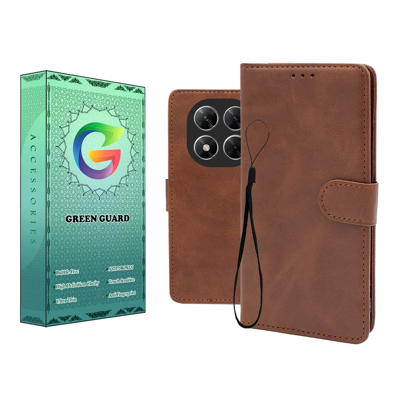 کیف کلاسوری گرین گارد طرح چرمی مدل Landing کد 05 مناسب برای گوشی موبایل شیائومی Poco X7 / Redmi Note 14 Pro 4G به همراه بند آویز